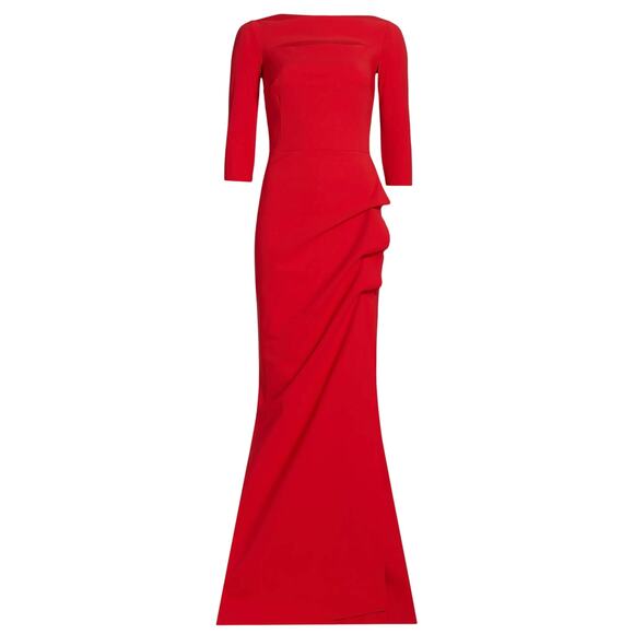 Chiara Boni La Petite Robe Lipstick Red Kate Slit Detail Boatneck Gown sz 42 / 6 - Picture 2 of 16
